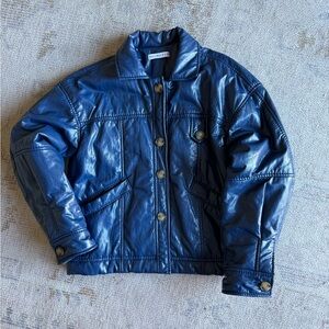 Blue Rejina Pyo Pippa Faux Leather Puffer Jacket